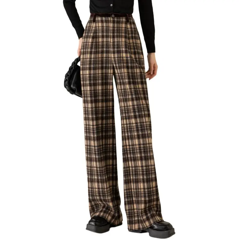 You Cow Me Pants Casual Pants Women's Khaki Plaid-2