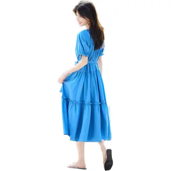 Still Quiet Short Sleeved Dress Women's Peacock Blue