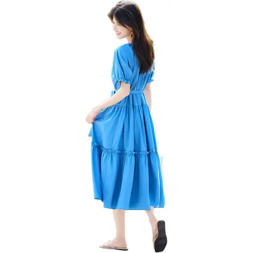 Still Quiet Short Sleeved Dress Women's Peacock Blue