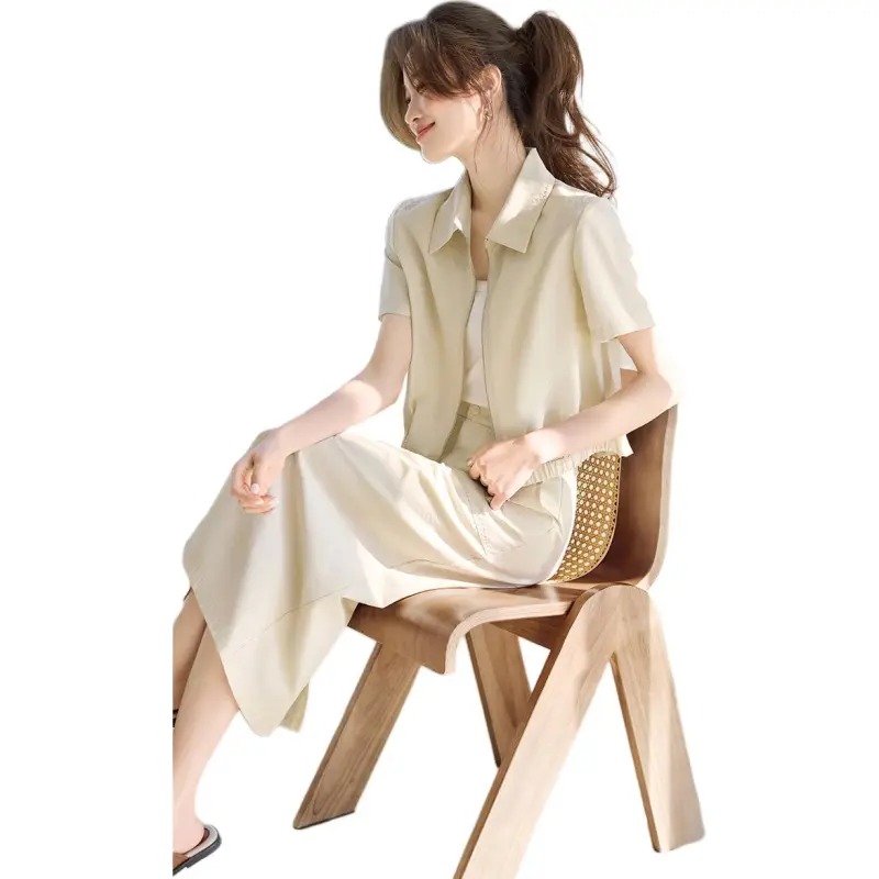 Mo Han Yi Mei Skirt Set Women's Apricot-2