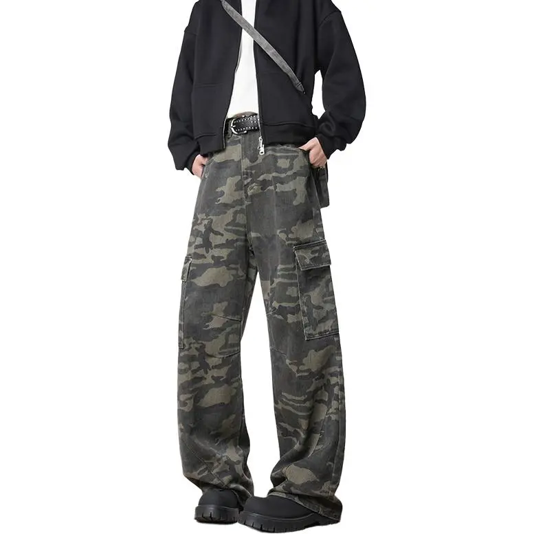 MIIRACER Jeans Unisex Green Camouflage-1