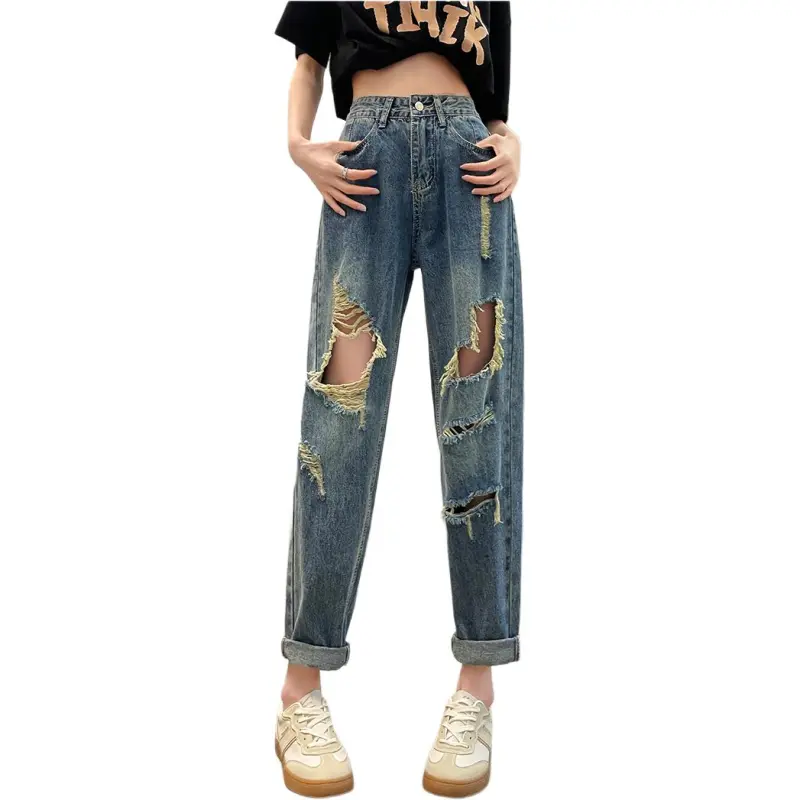 GOSO Jeans Women's Vintage Blue Ripped-2