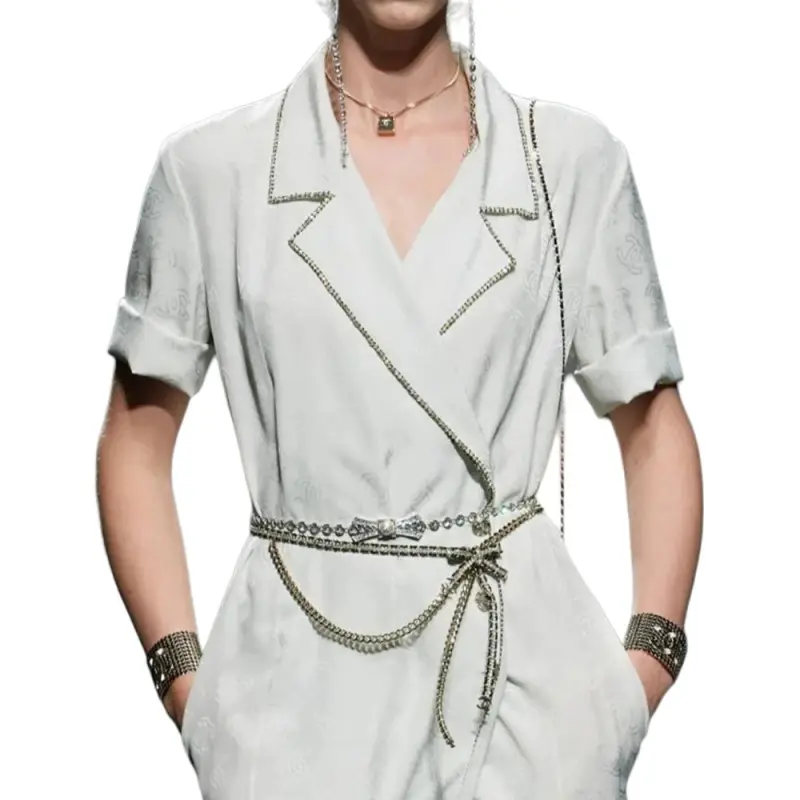 CHANEL Short-Sleeved Dresses Women's Light Green-4