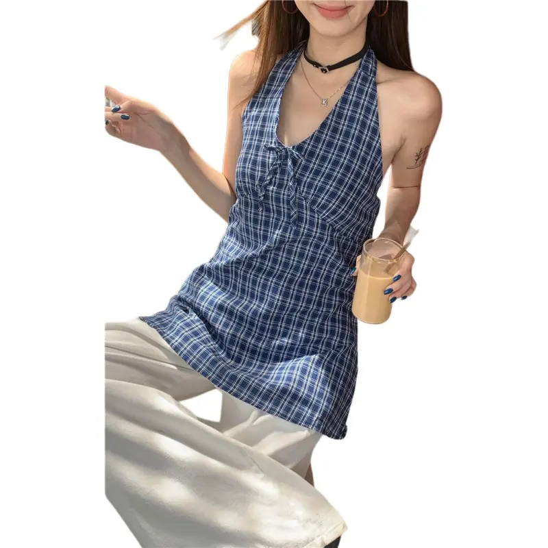 GOSO Tank Tops Women's Plaid-5