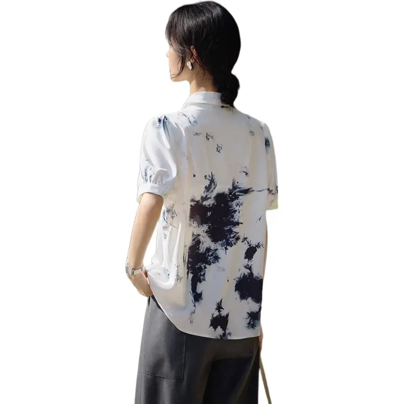 XWI SS24 Shirt Women's White Base With Ink Wash Floral-1