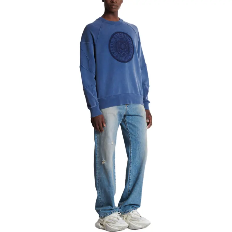 BALMAIN Coin Embroidery Ribbed Sweatshirt-5