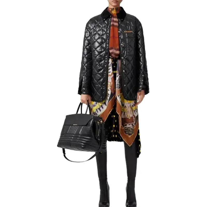 Burberry Corduroy Collar Diamond Quilted Jacket 'Black'-1