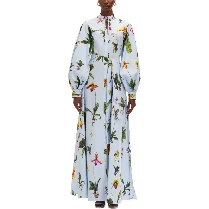 Oscar De La Renta Orchid Cotton Poplin Kaftan-1