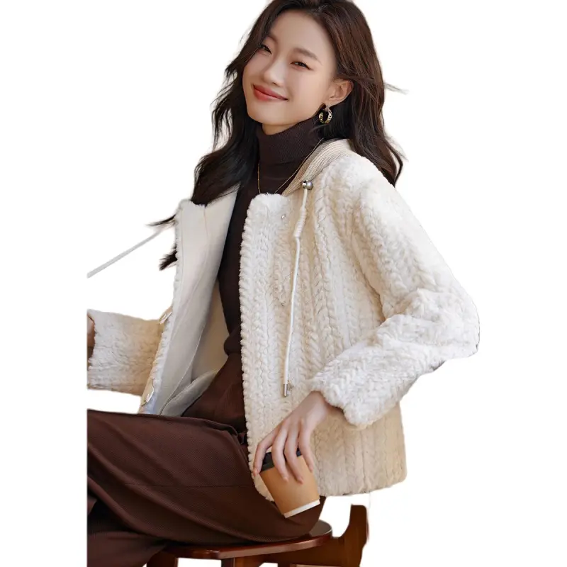 Mo Han Yi Mei Velvet feel Coat Women's Ecru-4