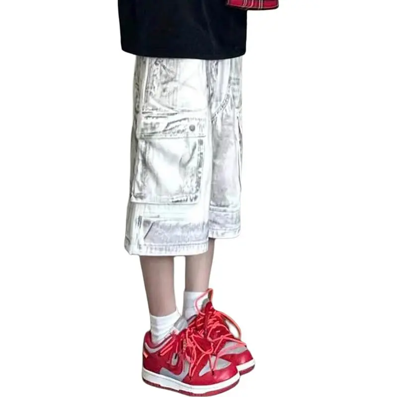 Weles Denim Shorts Unisex White-3