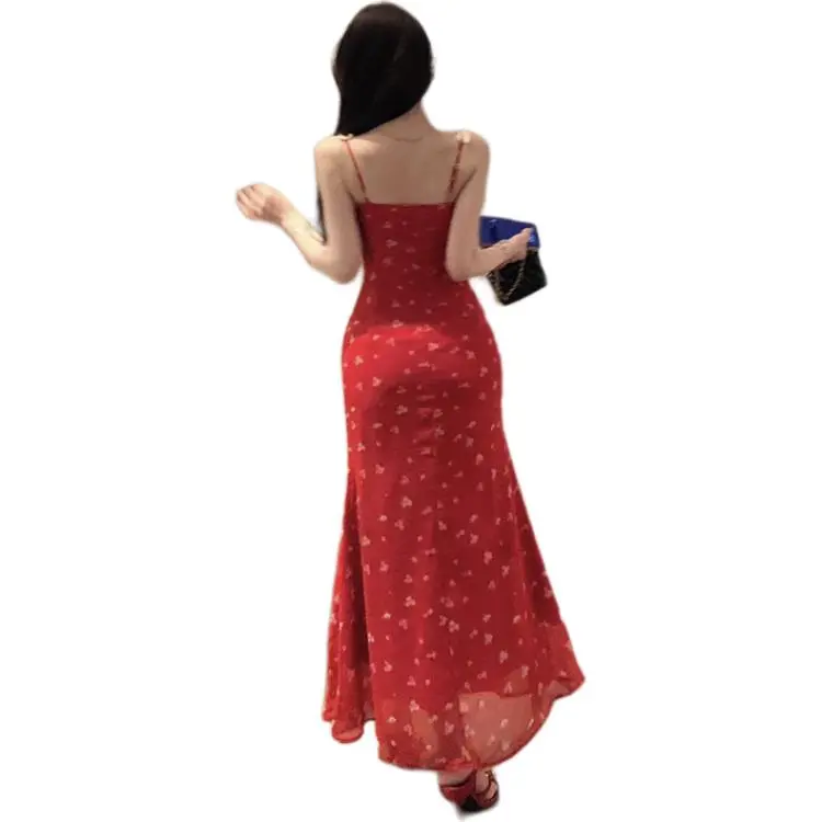 Mu Xiao Xin Slip Dresses Women's Red-1