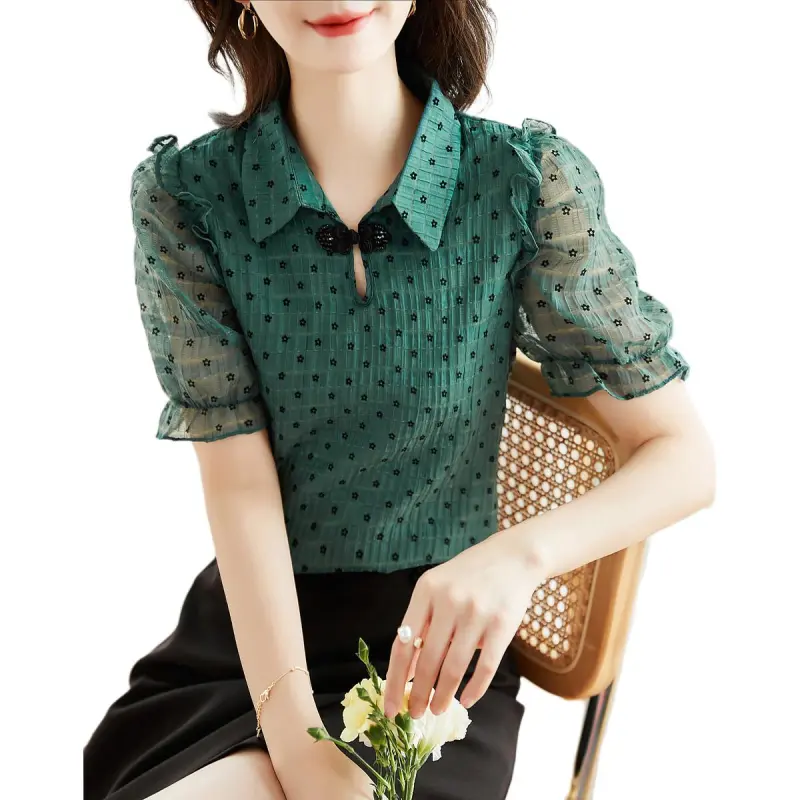 Like The Age Of Water Summer Shirt Loose Fit Women's Blue Green-1