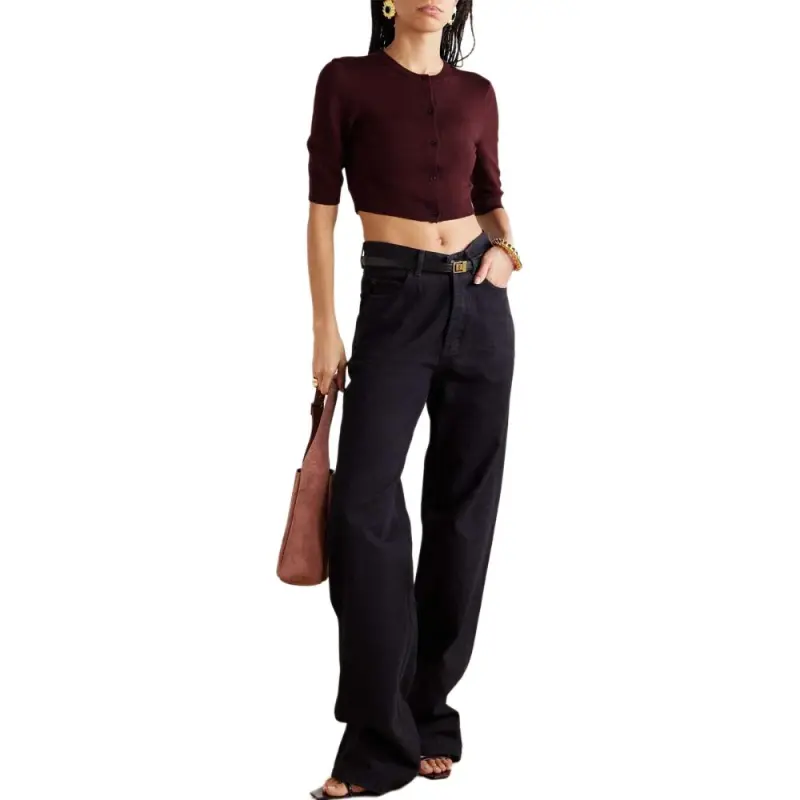 SAINT LAURENT SS25 Knitwear Women's Burgundy-2