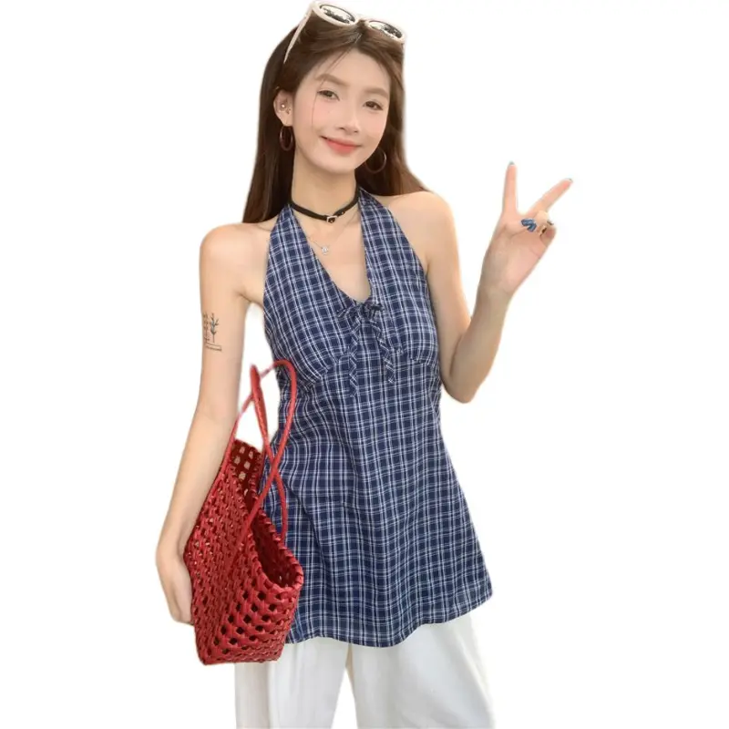 GOSO Tank Tops Women's Plaid-6