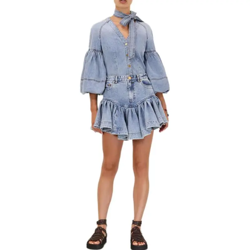 Zimmermann Frilled Denim Mini Skirt-1