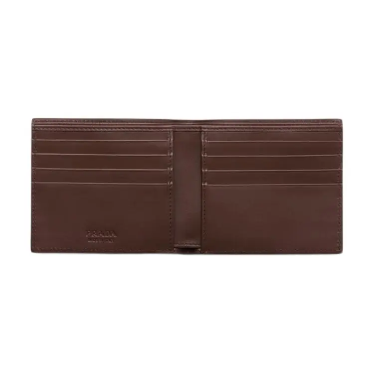 PRADA Cow Leather Wallet Unisex Brown-3