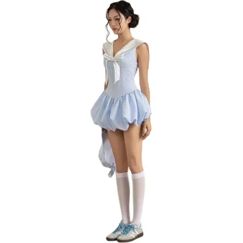 Mu Xiao Xin Sleeveless Dress Women's Blue
