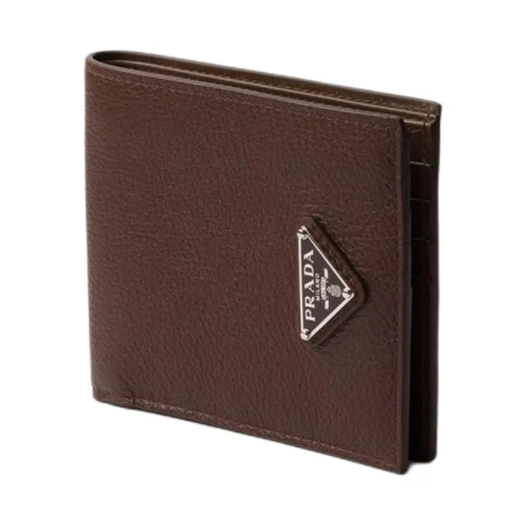PRADA Cow Leather Wallet Unisex Brown-1