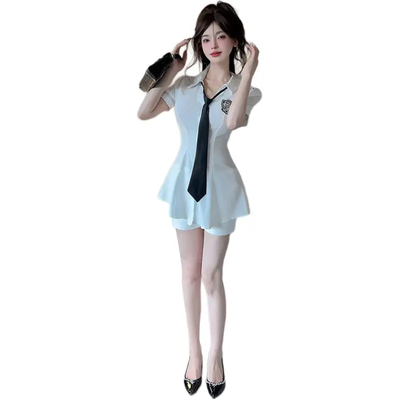 Mu Xiao Xin Shirt Matching Set Women's White-5