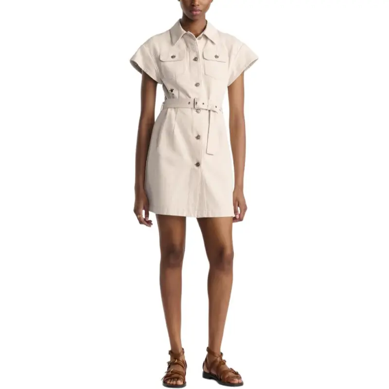 DIOR SS25 Short Sleeved Dress Women's Ecru-2
