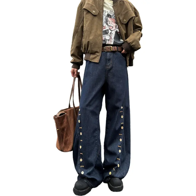 FONDLOOK Jeans Unisex Vintage Blue-1