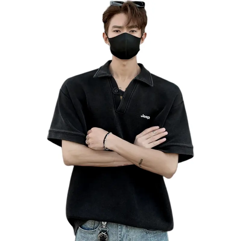Jeep Polo Shirt Unisex Washed Black-1