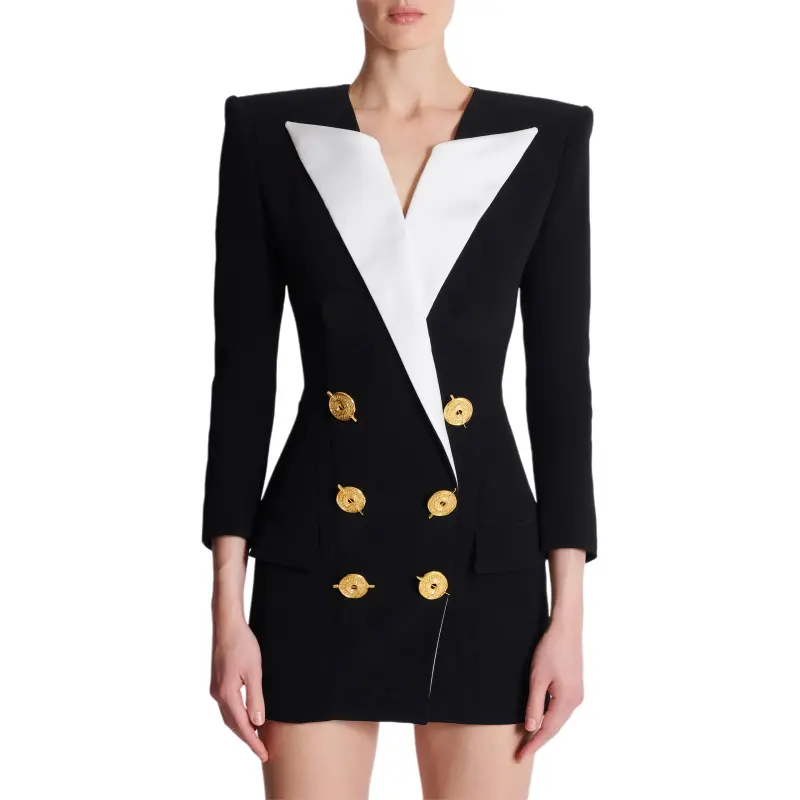 BALMAIN Two Tone Crepe Short Dress-1