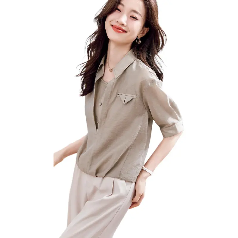 Mo Han Yi Mei Shirts Women's Khaki-3