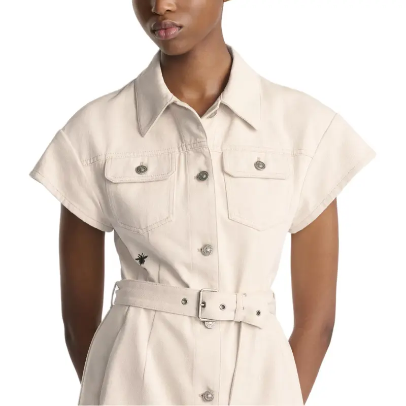 DIOR SS25 Short Sleeved Dress Women's Ecru-3