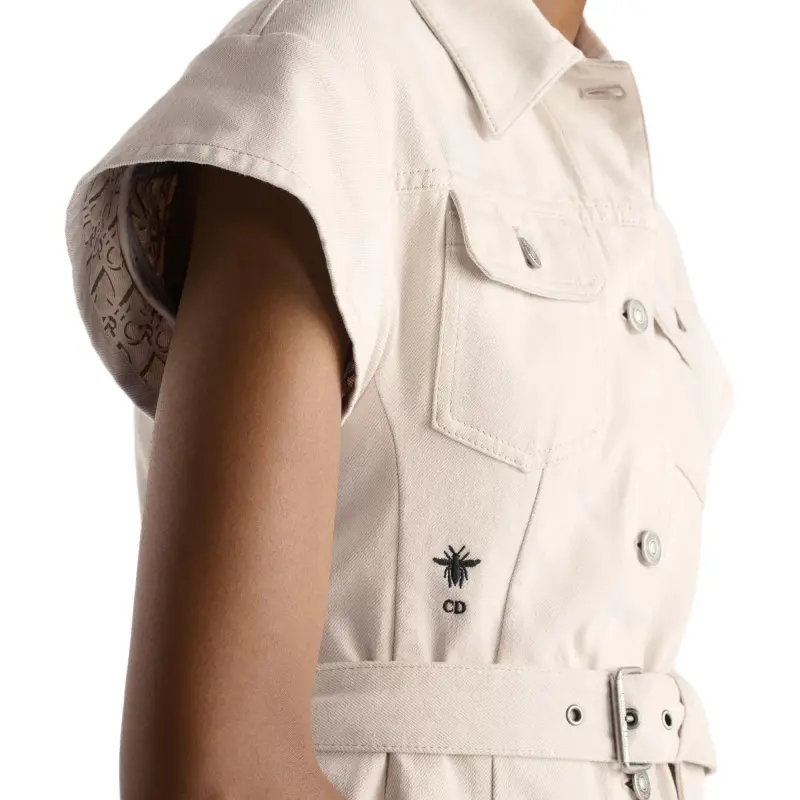 DIOR SS25 Short Sleeved Dress Women's Ecru-4