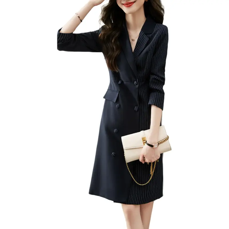 XWI Long Sleeved Dress Women's Navy Blue-1