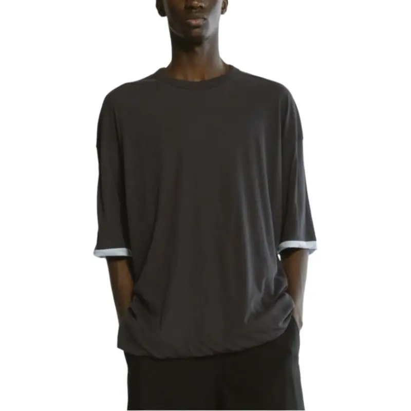 CINOH T Shirts Men Charcoal Gray/Sax Blue-4