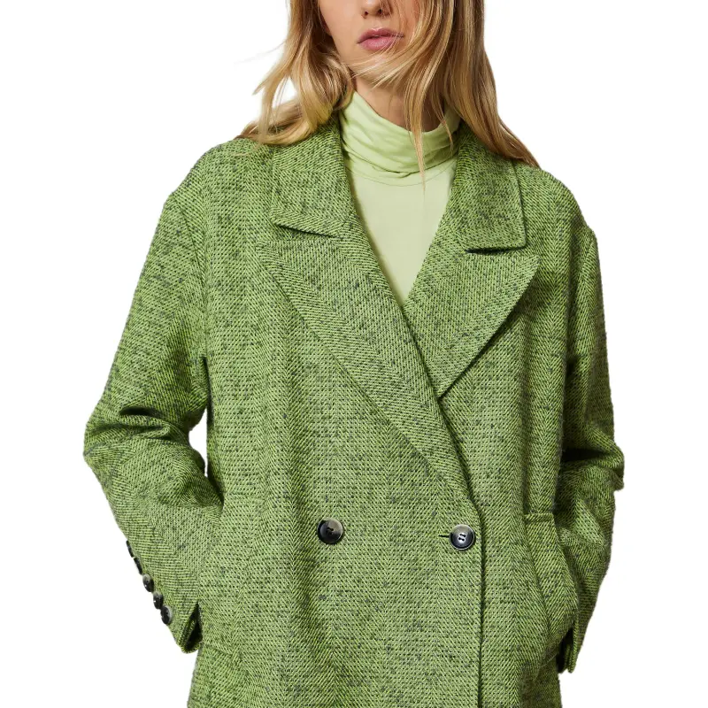Twinset Two tone Herringbone Coat-4