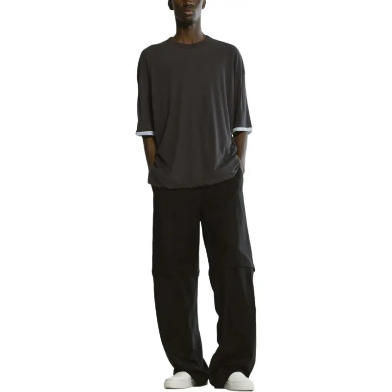 CINOH T Shirts Men Charcoal Gray/Sax Blue-2