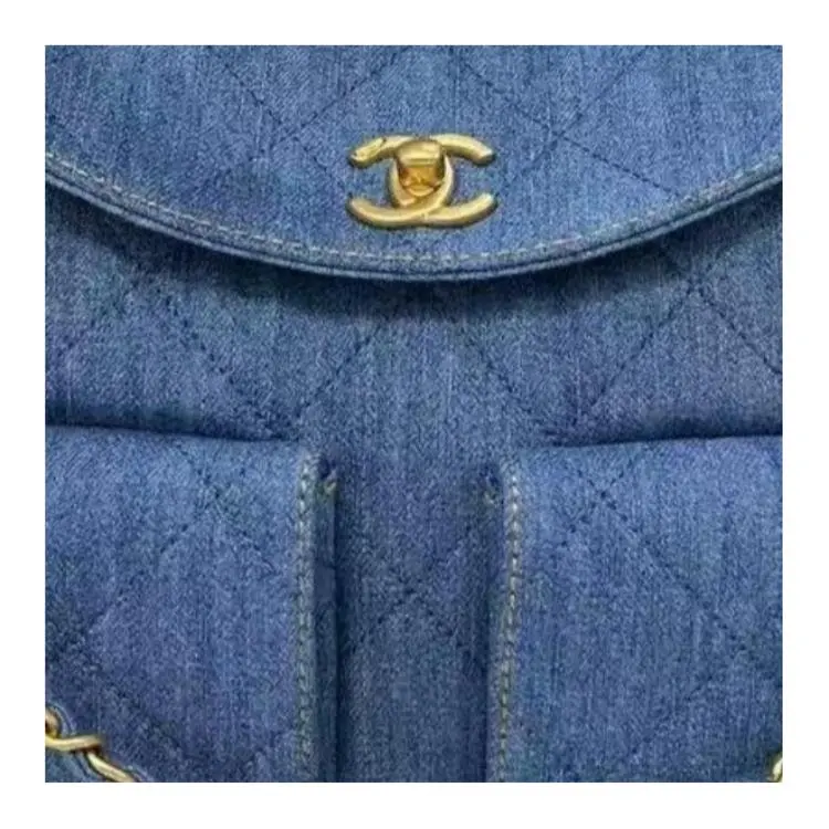 CHANEL Denim Handbag, Shoulder Bag Large Size Women's Blue-1