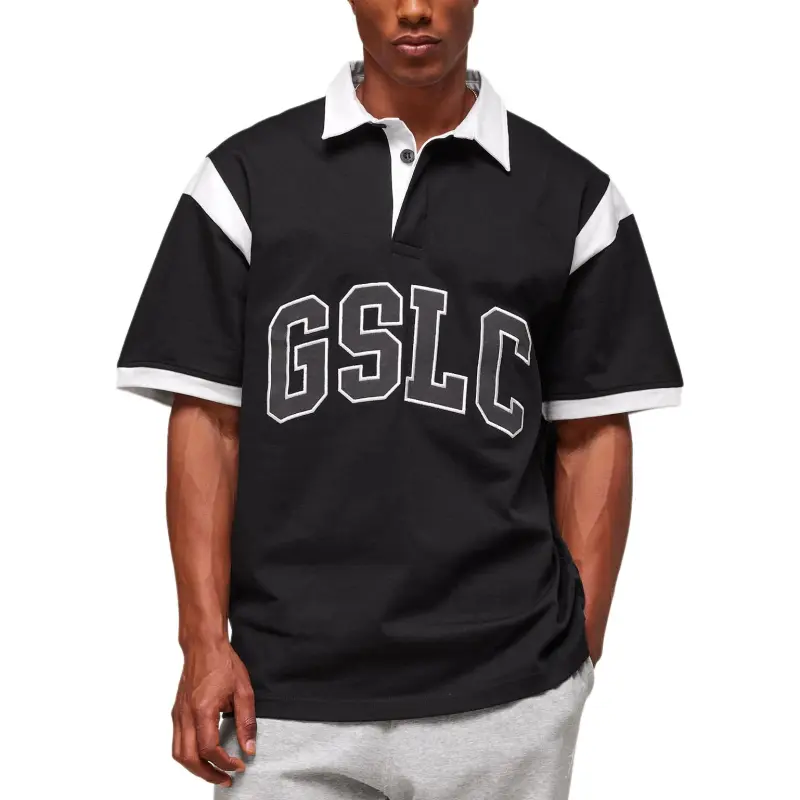 GYMSHARK Polo Shirts Men Black/White-2