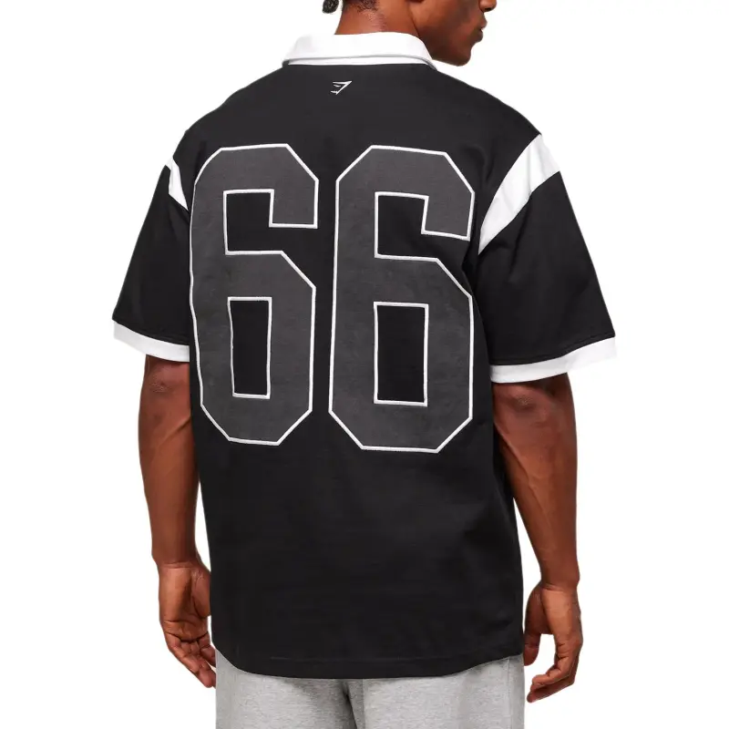GYMSHARK Polo Shirts Men Black/White-3