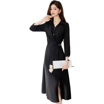 Like The Age Of Water Fall Long Sleeved Dresses Loose Fit Women's Black