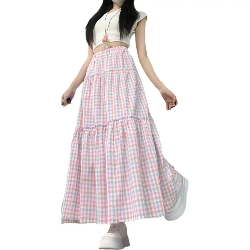 Mu Xiao Xin Casual Long Skirt Women's Pink-3