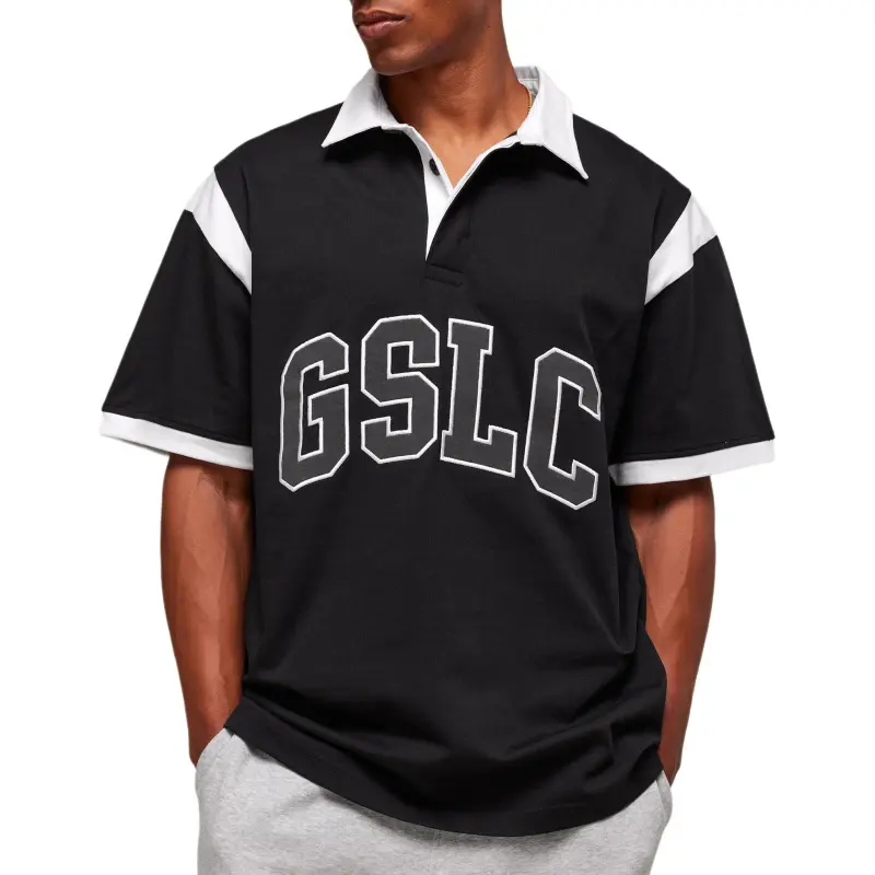 GYMSHARK Polo Shirts Men Black/White-1