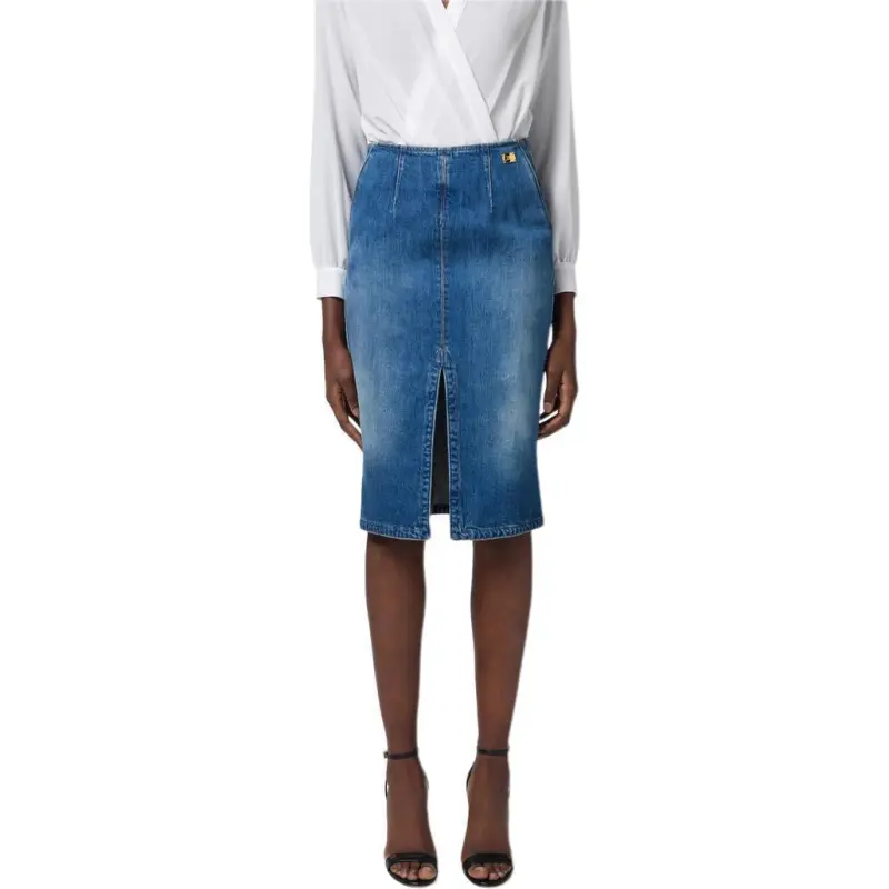 Elisabetta Franchi Front Slit Denim Skirt-1