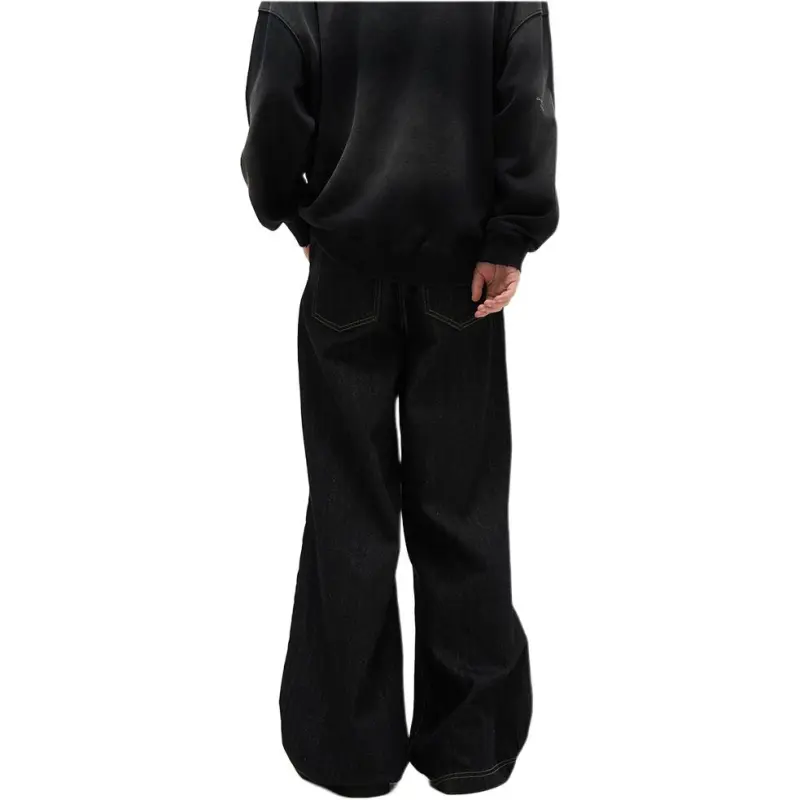WLNEXT Casual And Stylish Streetwear Pants With Design Flair, Loose Fit, Casually Cool Jeans Unisex Black-1