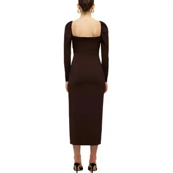 Self-portrait Long-Sleeved Dresses Women's Mocha