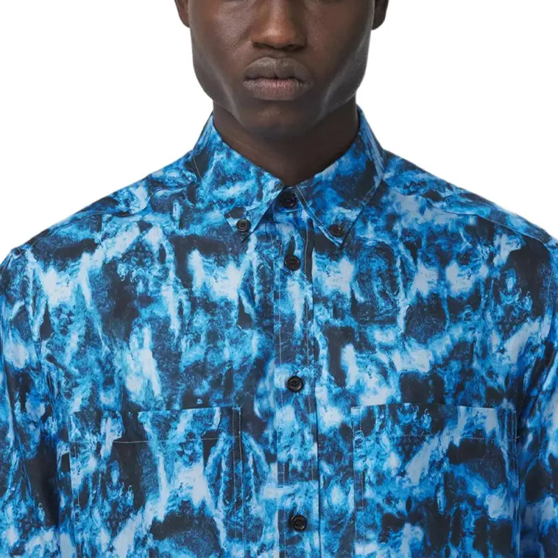 Burberry Silk Ripple Print Short Sleeve Shirt-5