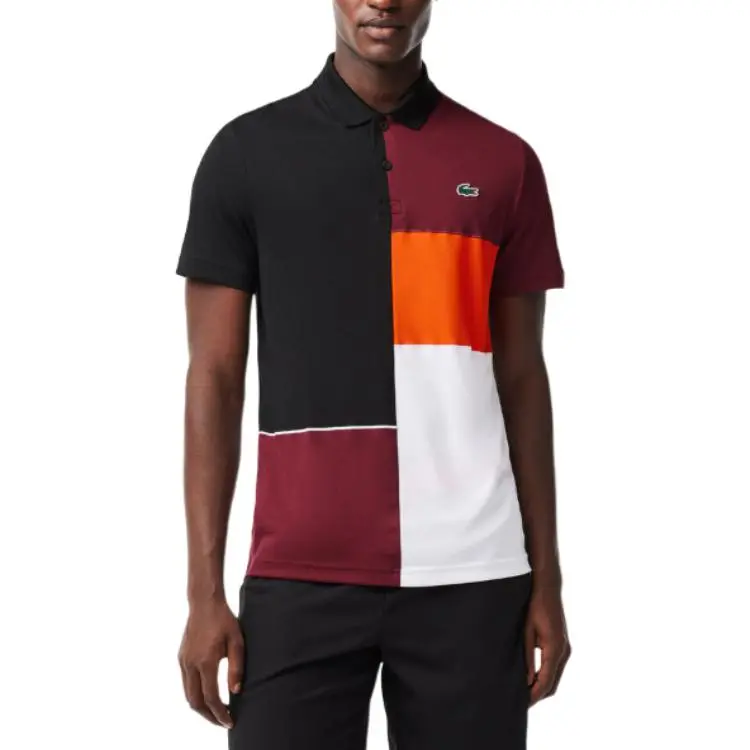 LACOSTE Logo appliqué Colour block Polo Shirt-3