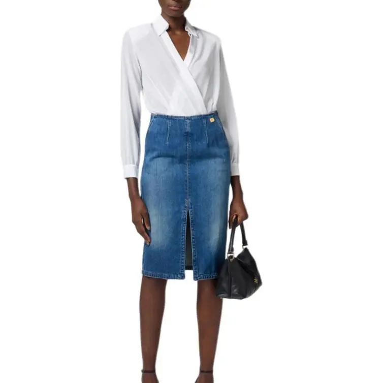 Elisabetta Franchi Front Slit Denim Skirt-3