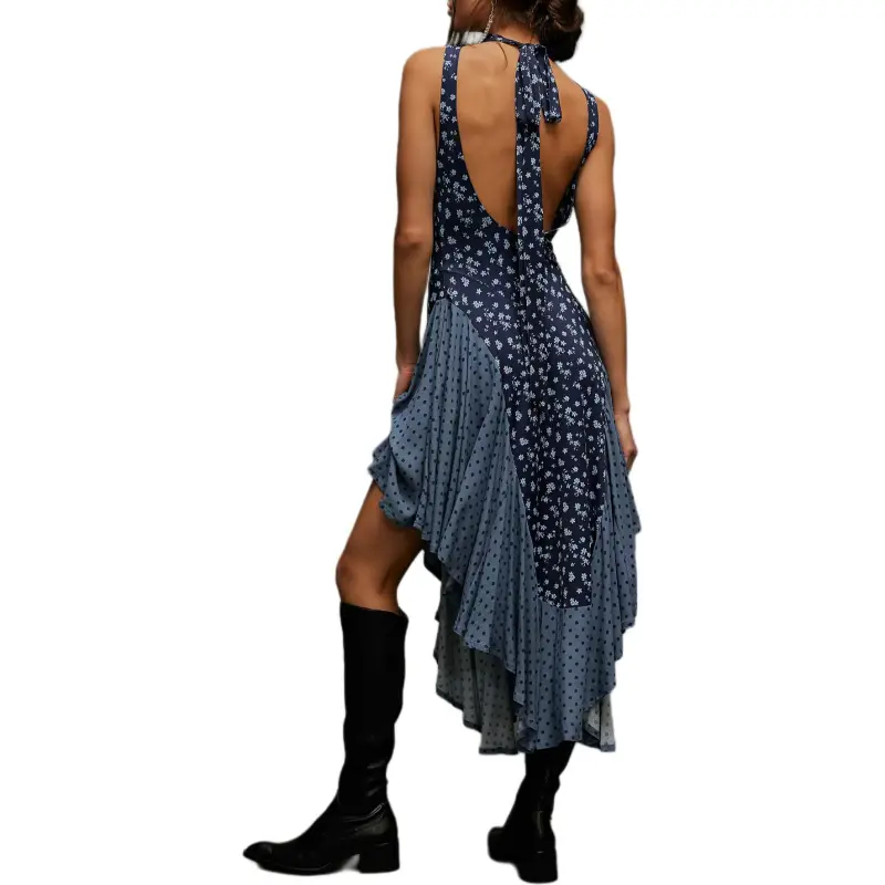 FREE PEOPLE Ramada Midi Dress Sleeveless Dress Women's Sapphire Combination-1