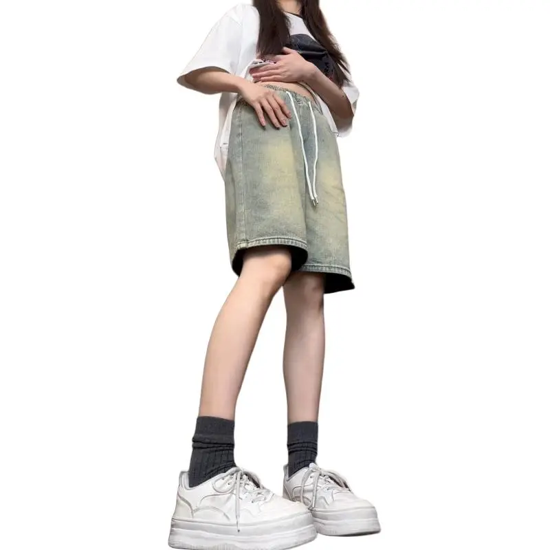 The New Age Family Denim Shorts Women's Yellow Mud-4