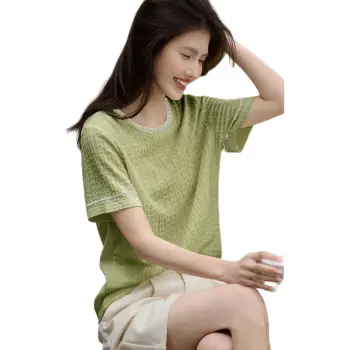 XWI T Shirt Women's Green Contrast White