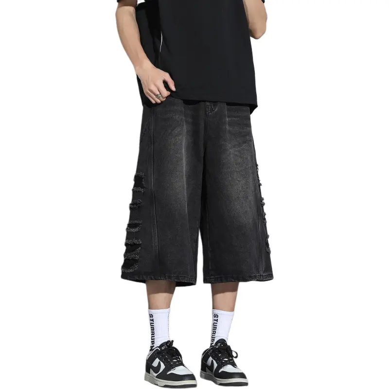 7 SEVFUN Denim Shorts Unisex Black Gray-3